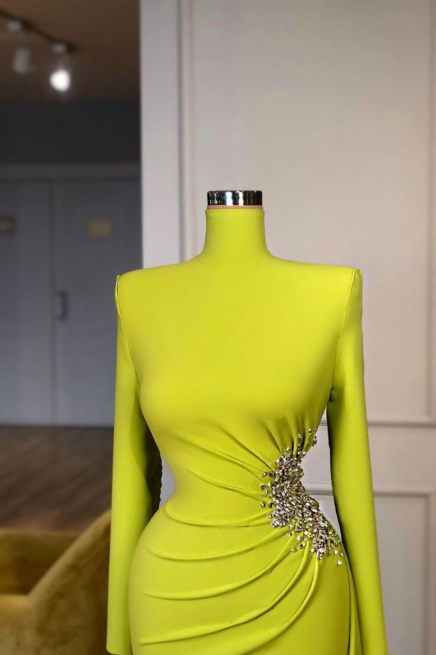 Long Sleeves High-Neck Mermaid Evening Dress