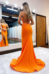 Orange Long Prom Dress with Star Appliques in a Mermaid One-Shoulder Style