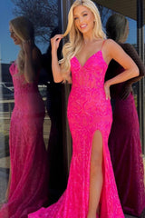 Mermaid Prom Dress with Orange Spaghetti Straps