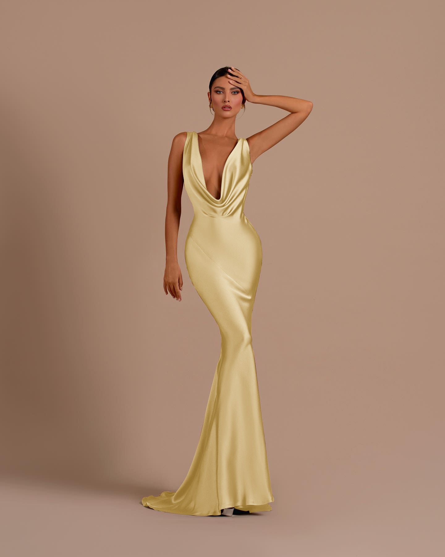 Black Deep V Neck Sleeveless Mermaid Long Formal Dress With Pleated