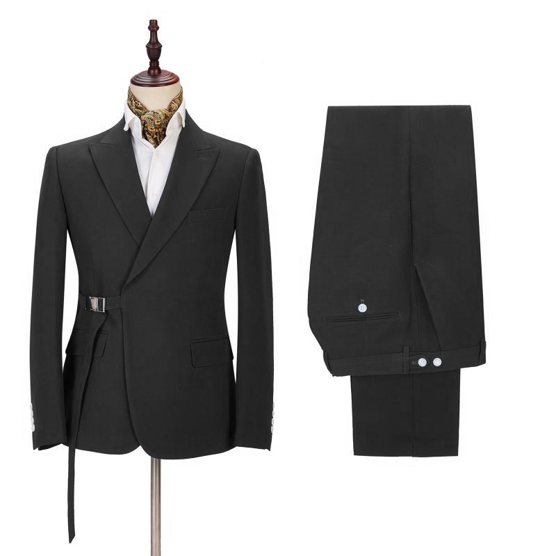 High-Quality Buckle Button Peak Lapel Business Bespoke Prom Suit for Guys
