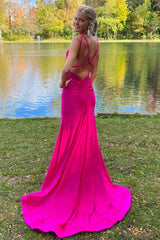 Mermaid Prom Dress with Lavender Rhinestone Spaghetti Straps