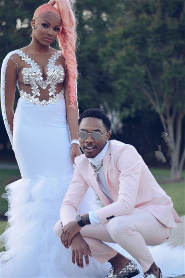 Fashion Pink Best-Fitted Bespoke Wedding Suits for Groom