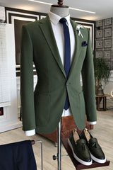 Gentle Dark Green Groom Suit for Prom with Notched Lapel