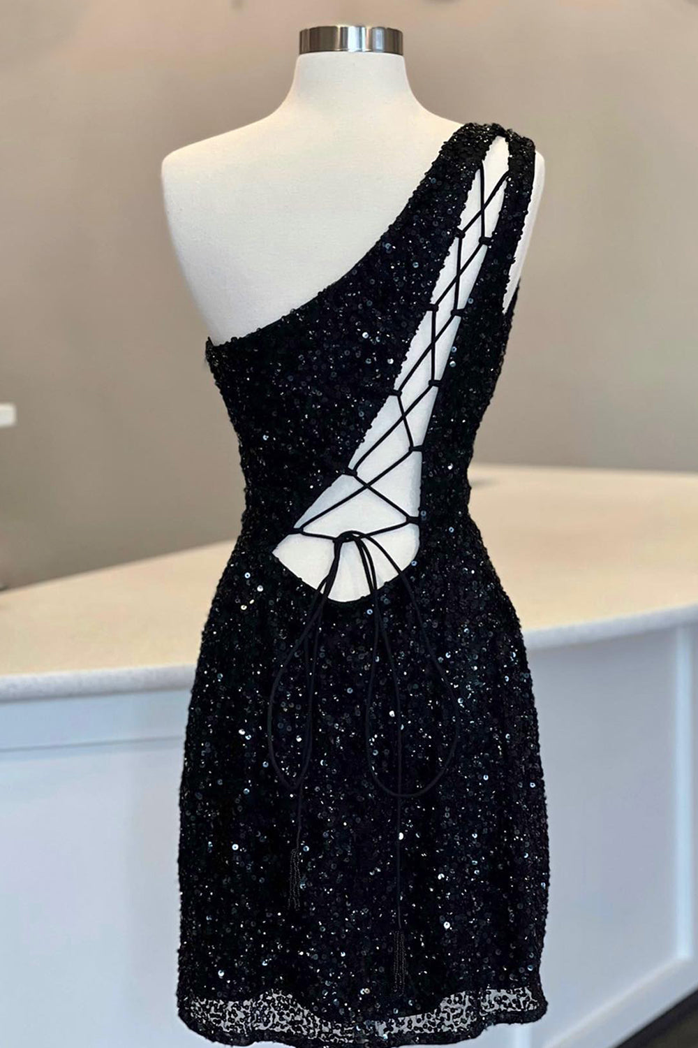 Sheath One Shoulder Royal Blue Sequins Short Homecoming Dress/Mini Dress