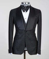 Modern Black Shawl Lapel Three-Piece Men's Suits for Wedding