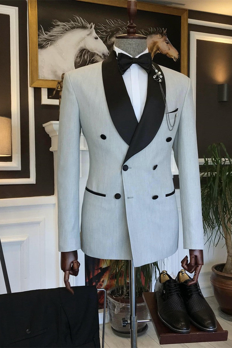New Design Offwhite Shawl Lapel Double-Breasted Men's Suits