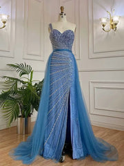 Gorgeous Lavender One shoulder Bead Embroidery Customizable Floor Length Formal Dress