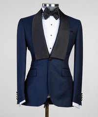Craig Stylish Navy Blue Shawl Lapel Men's Suits with Three-Piece