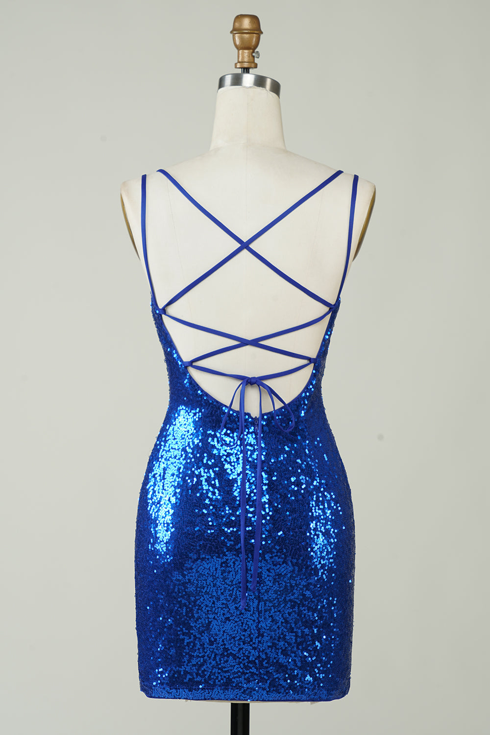 Royal Blue Tight Sequins Backless Homecoming Dress/Mini Dress