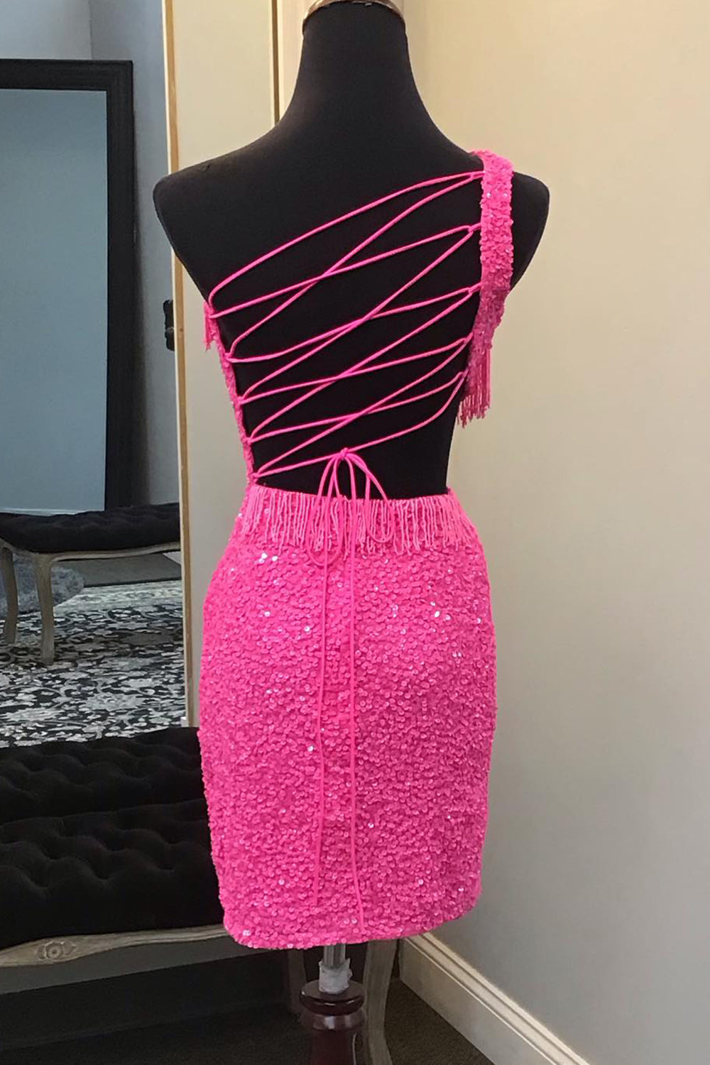 Sparkly Turquoise Sequins Fringed Cut Out Tight Short Homecoming Dress/Mini Dress