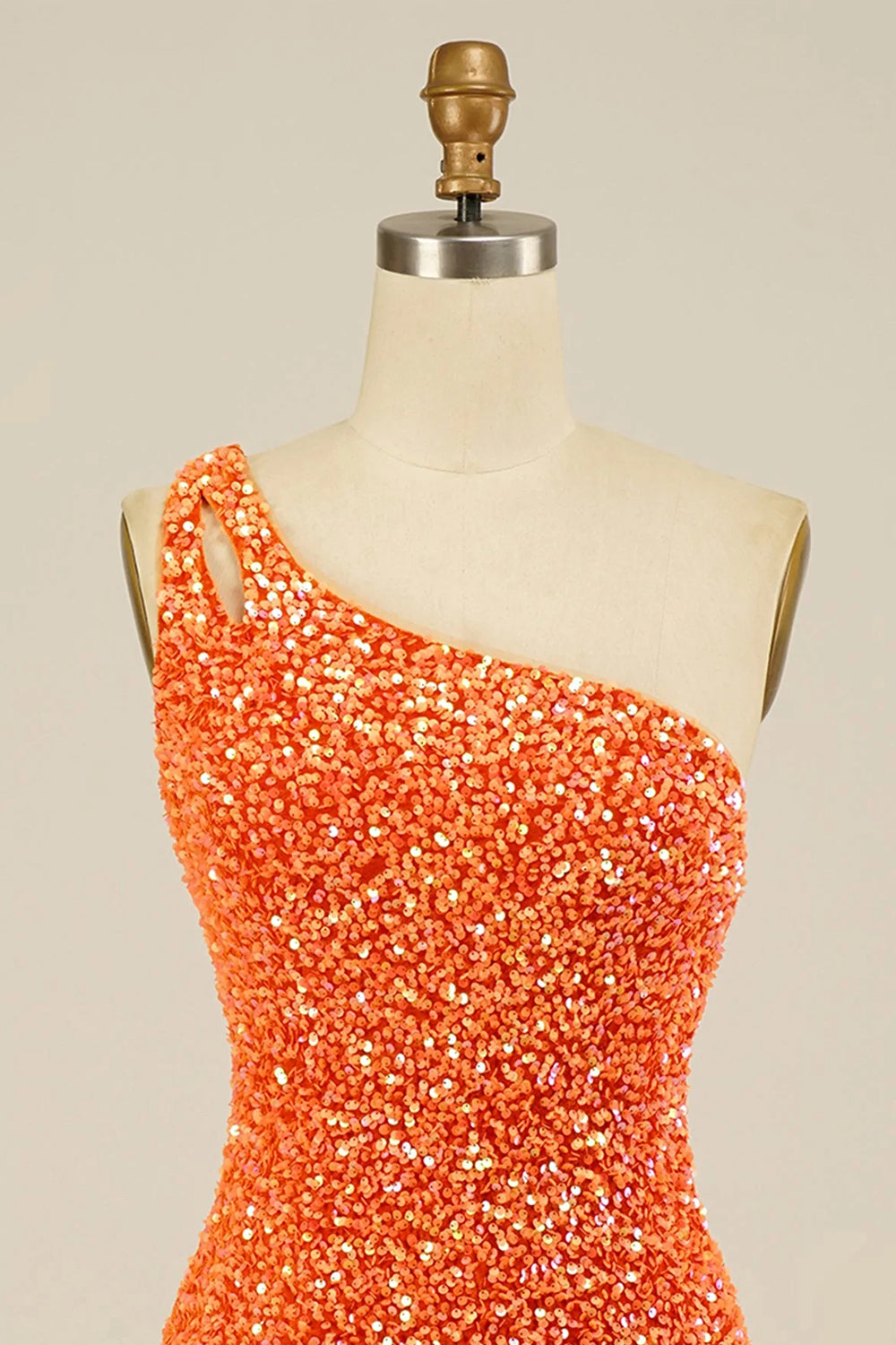 Sparkly Yellow Open Back One Shoulder Sequins Tight Homecoming Dress/Mini Dress