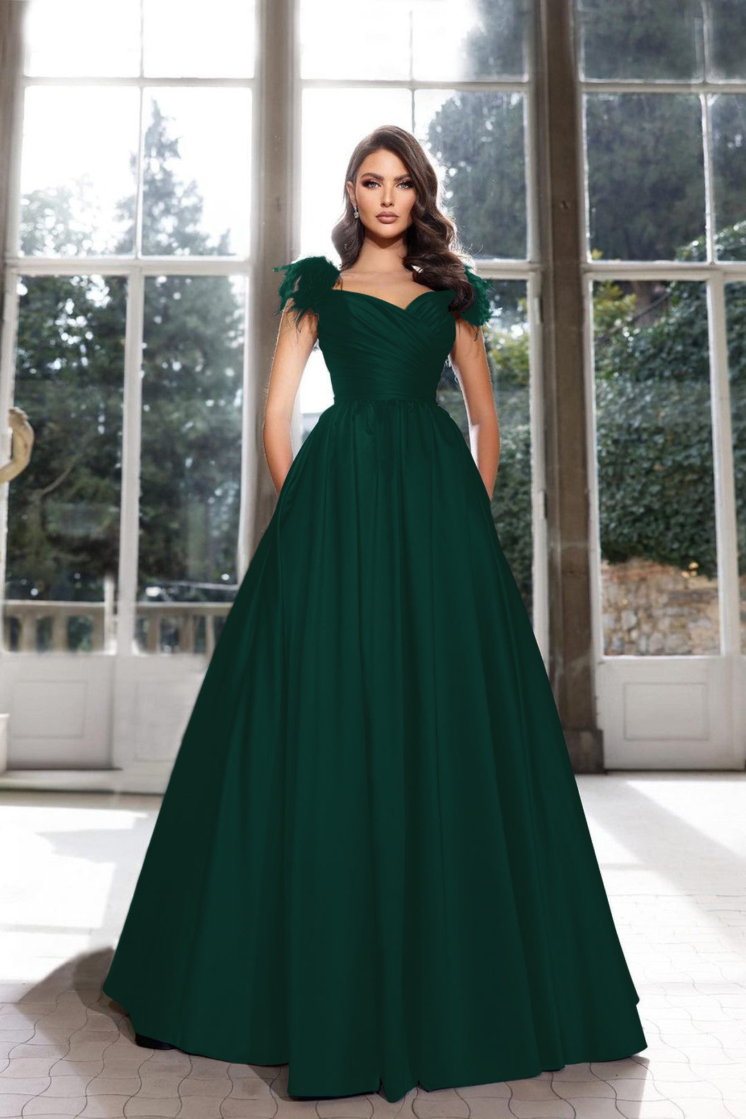 Tassel Sleeveless Straps A Line Long Formal Dress Pleated Dark Navy