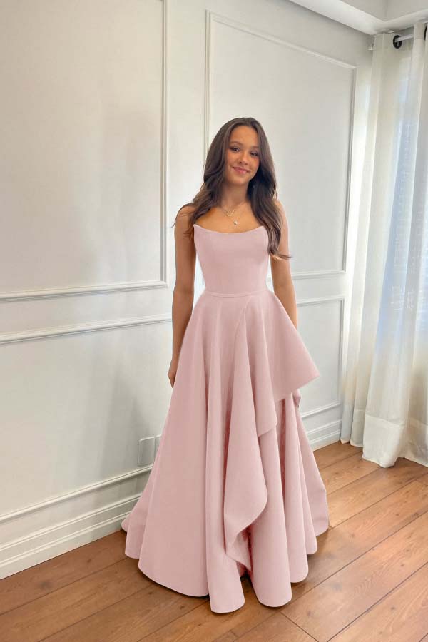 Glamorous Strapless Sleeveless Long Formal Dress With Pleated