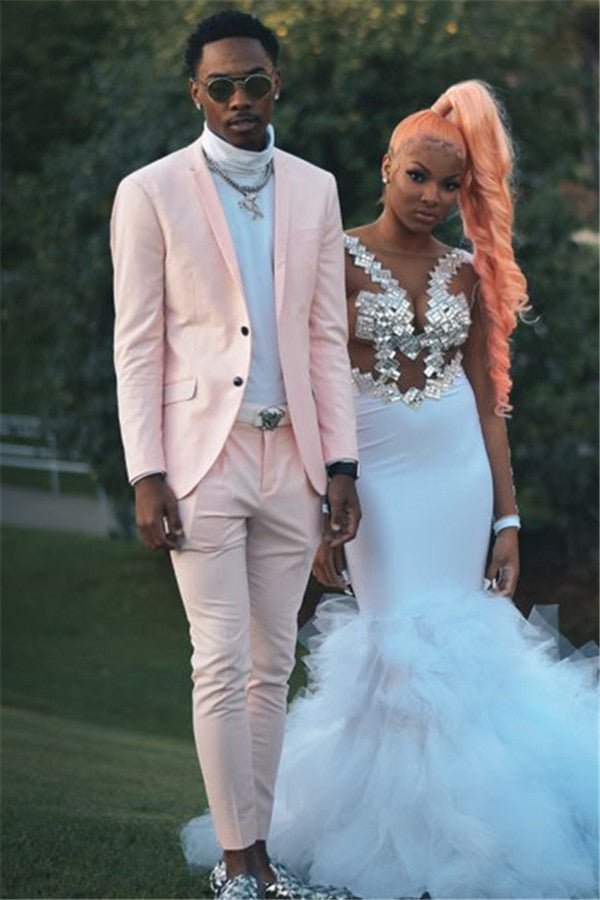 Fashion Pink Best-Fitted Bespoke Wedding Suits for Groom