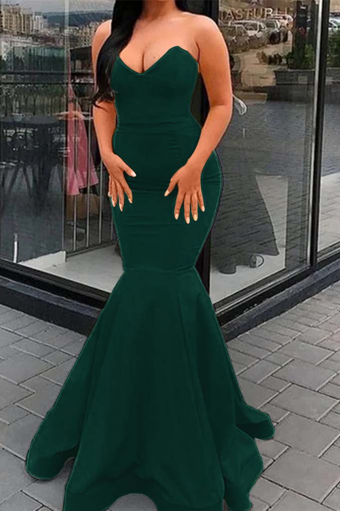 Sweetheart Mermaid Yellow Evening Dress