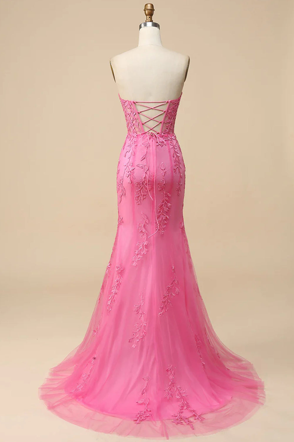 Long Black Sweetheart Corset Prom Dress Featuring Lace and a Slit