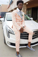 Gorgeous Best Pink Peaked Lapel Wedding Suits for Men with Double-Breasted