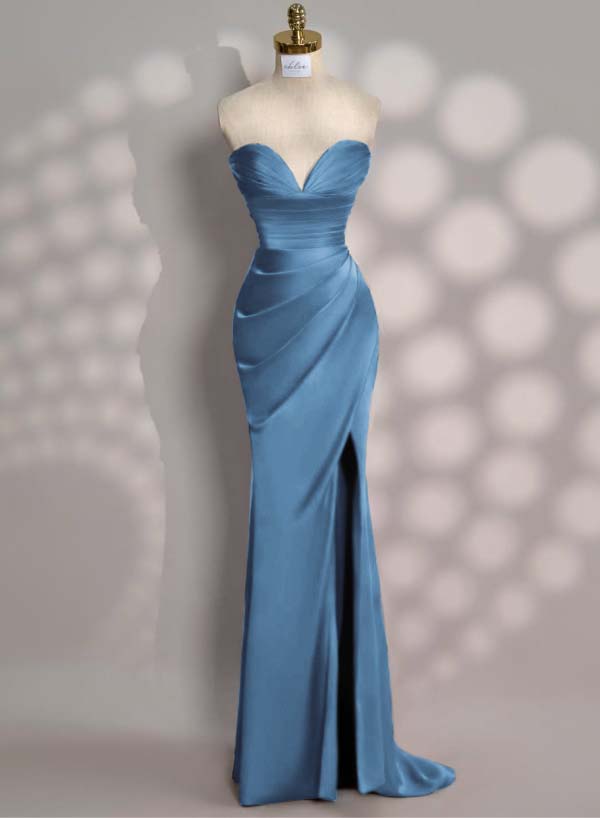 Charming Red Split Pleated Evening Dress