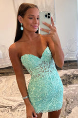 Mint Lace Sweetheart Tight Short Homecoming Dress/Mini Dress