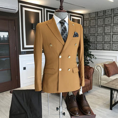 Formal Brown Slim Fit Double-Breasted Prince Suit for Prom