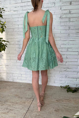 Green Sweetheart Homecoming Dress/Mini Dress with Appliques