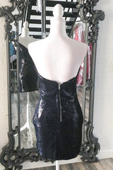 Sparkly Black Sweetheart Sequins Tight Short Homecoming Dress/Mini Dress