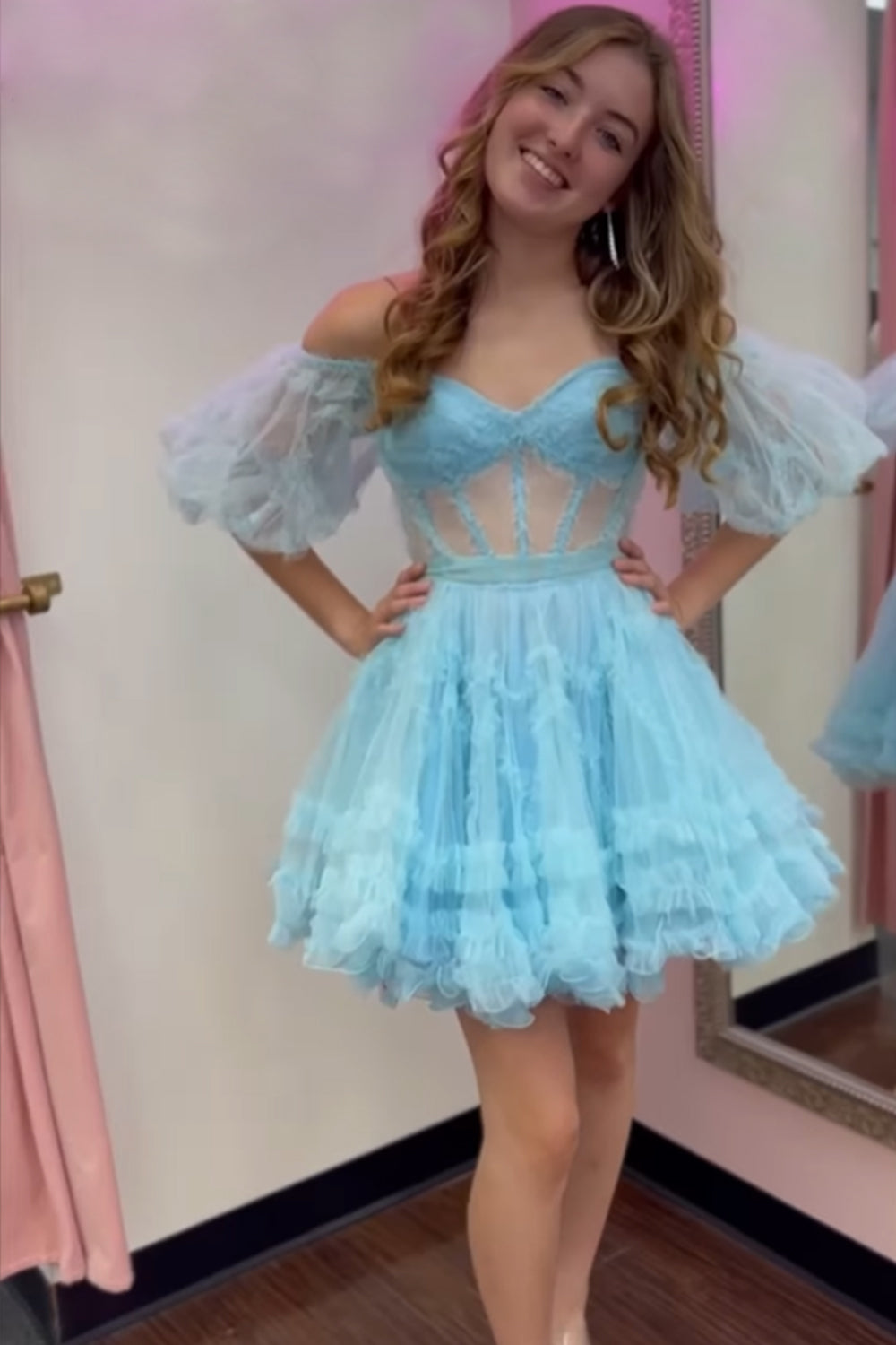 Fuchsia Corset A-Line Short Homecoming Dress/Mini Dress