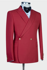 Gentle Red Peaked Lapel Summer Wedding Suits for Groom