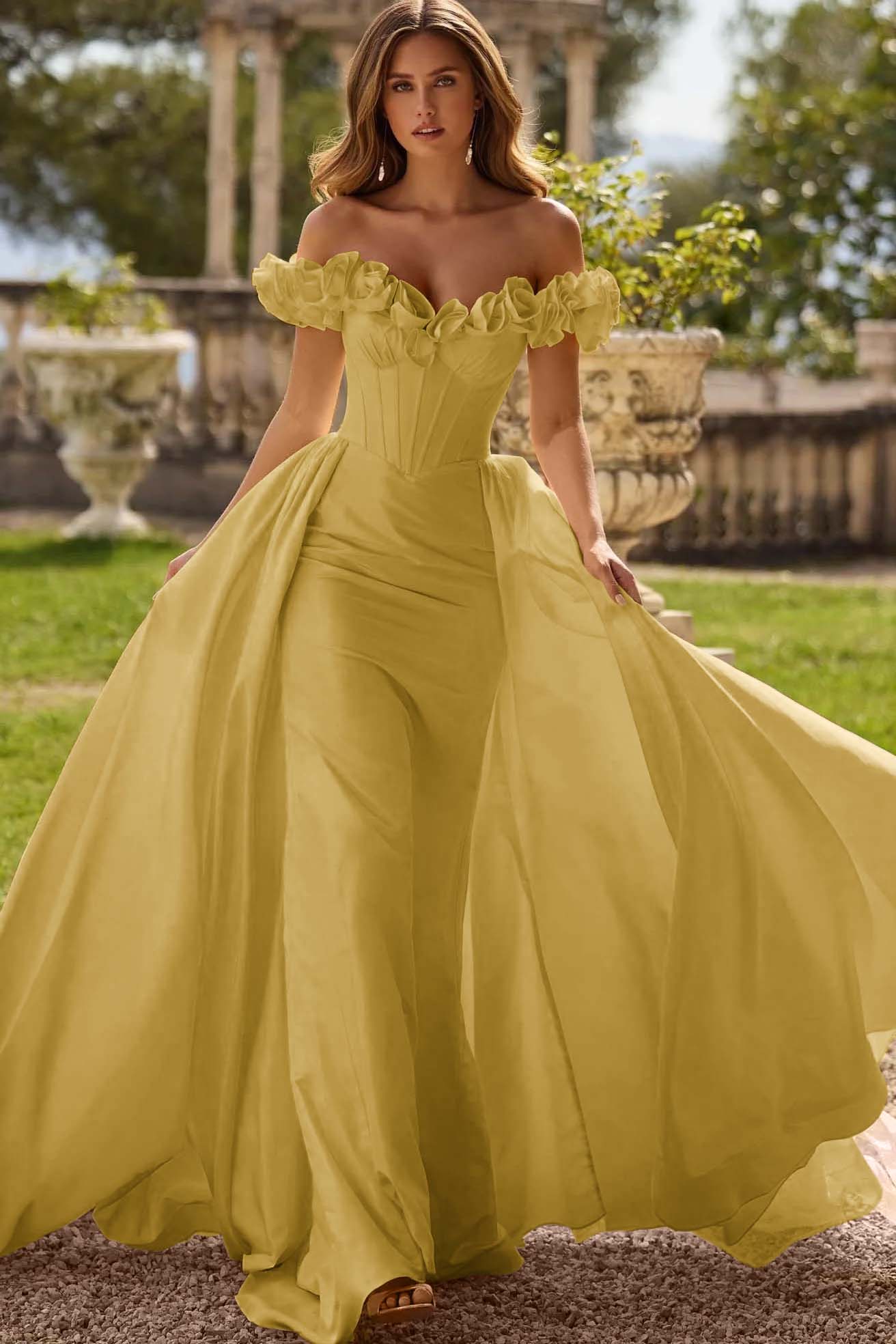 Off the Shoulder Sleeveless Long Mermaid Formal Dress With Pleated
