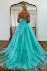 Light Green Long Sweetheart Prom Dress with Bowknot in Two Pieces