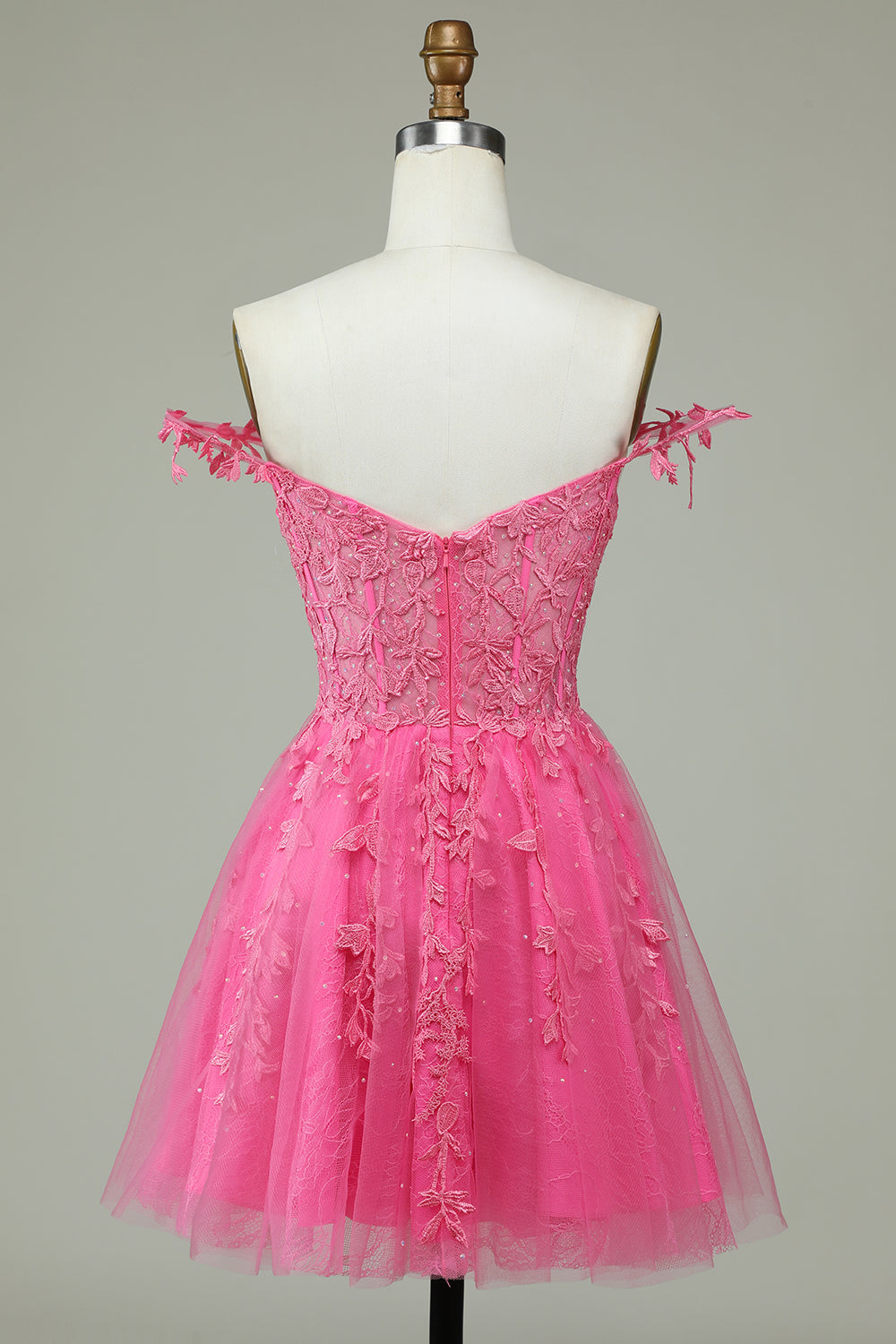 Hot Pink Corset Lace A-Line Short Homecoming Dress/Mini Dress