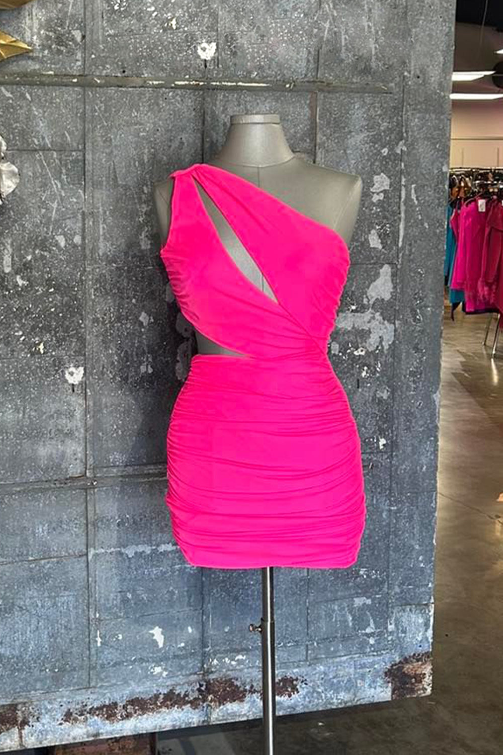Simple Coral Cut Out Tight Short Homecoming Dress/Mini Dress