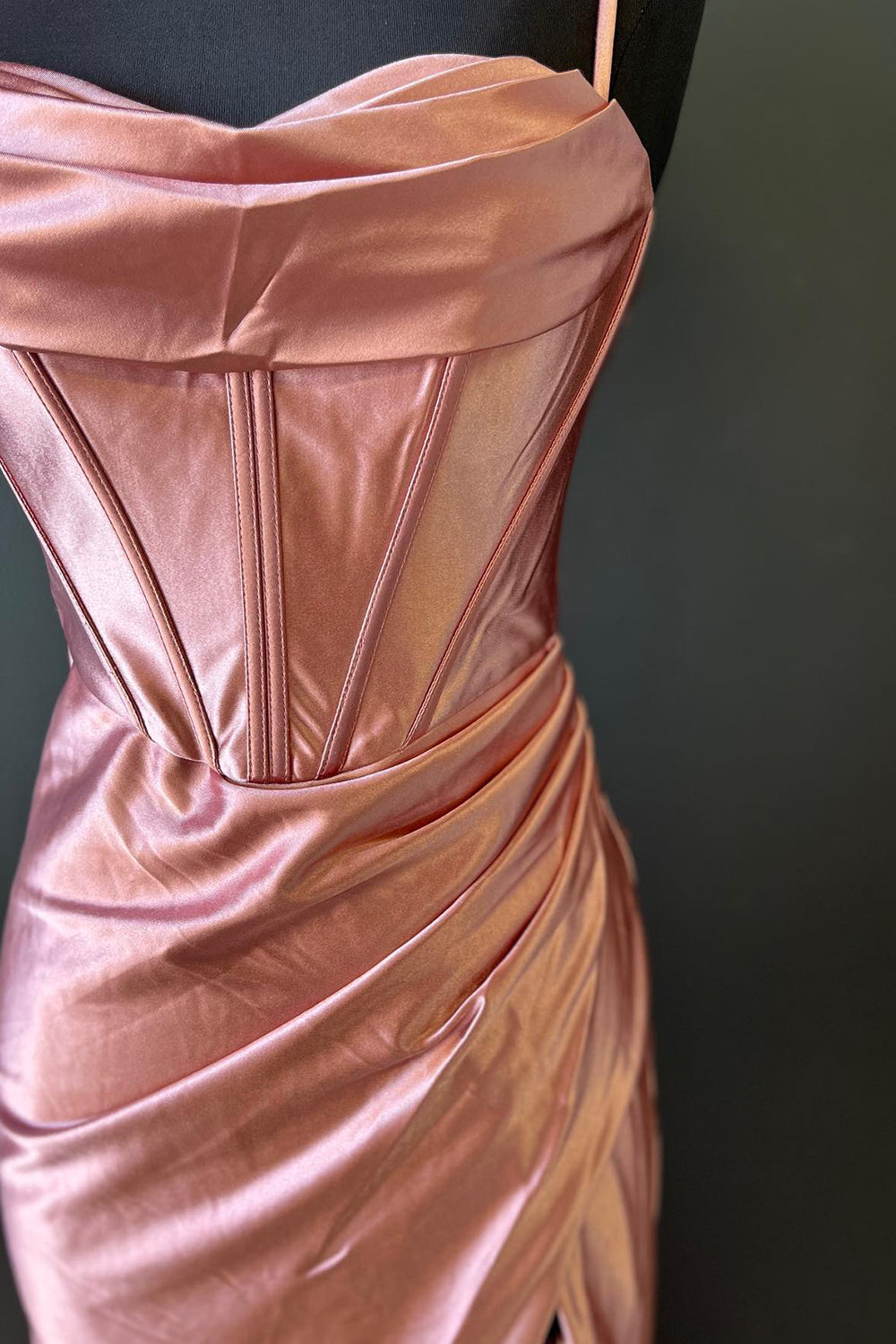 Satin Mermaid Prom Dress in Royal Blue with Spaghetti Straps and Slit