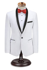 Elegant Slim Fit White Shawl Lapel Wedding Groom Suits