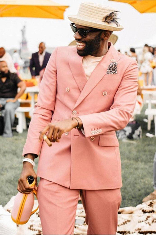 New Arrival Double-Breasted Bespoke Business Prom Suit for Guys with Peaked Lapel