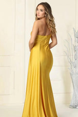 Basics Long Elegant Yellow One Shoulder Mermaid Evening Dress