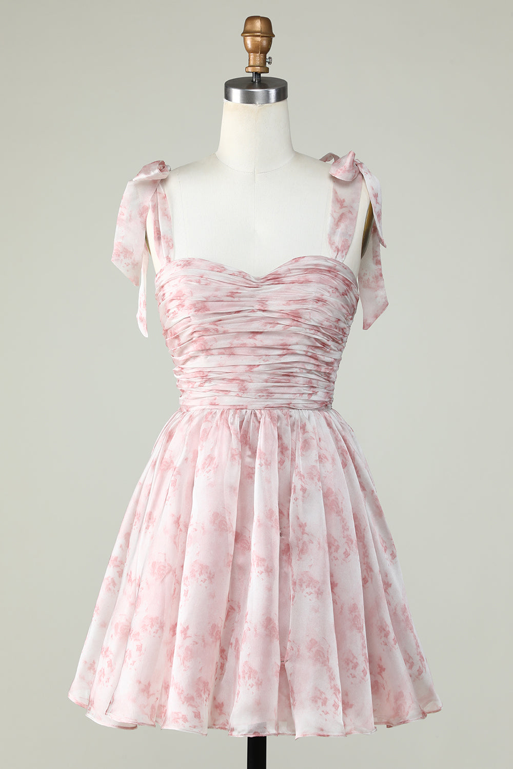 Pink Floral Print A-Line Short Homecoming Dress/Mini Dress