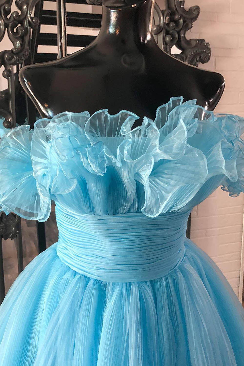 Blue A-Line Strapless Ruffled Short Homecoming Dress/Mini Dress