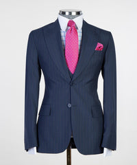 Freddie Fashion Slim Fit Dark Navy Peaked Lapel Business Men's Suits