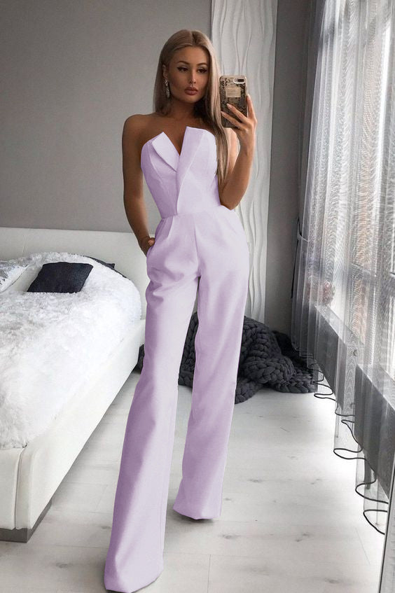 Gorgeous Strapless White Jump Suit