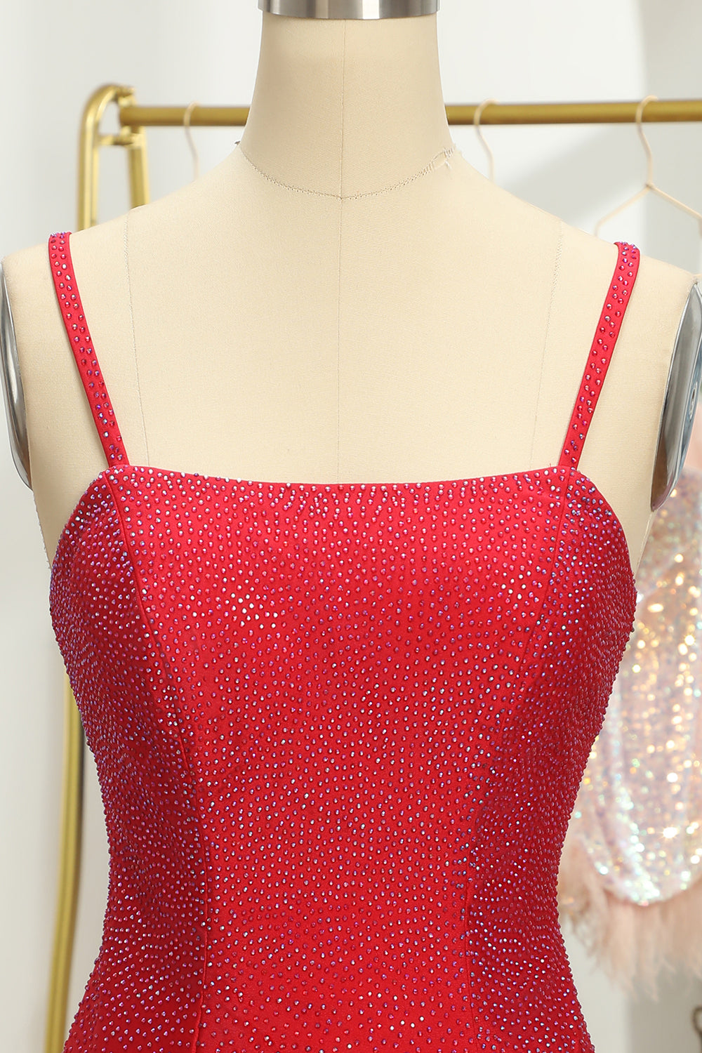 Red Sequins Lace-Up Tight Short Homecoming Dress/Mini Dress