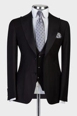 Newest Black Duncan Two-Button Peaked Lapel Men's Suits for Business