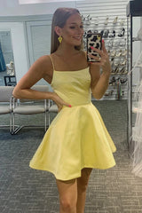 Light Blue A Line Simple Homecoming Dress/Mini Dress