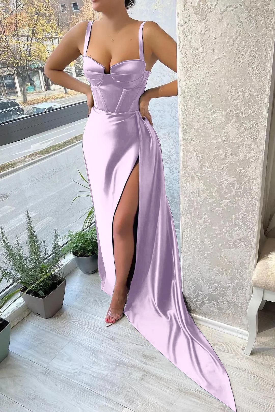 Elegant Straps Mermaid Evening Dress Sleeveless With Split