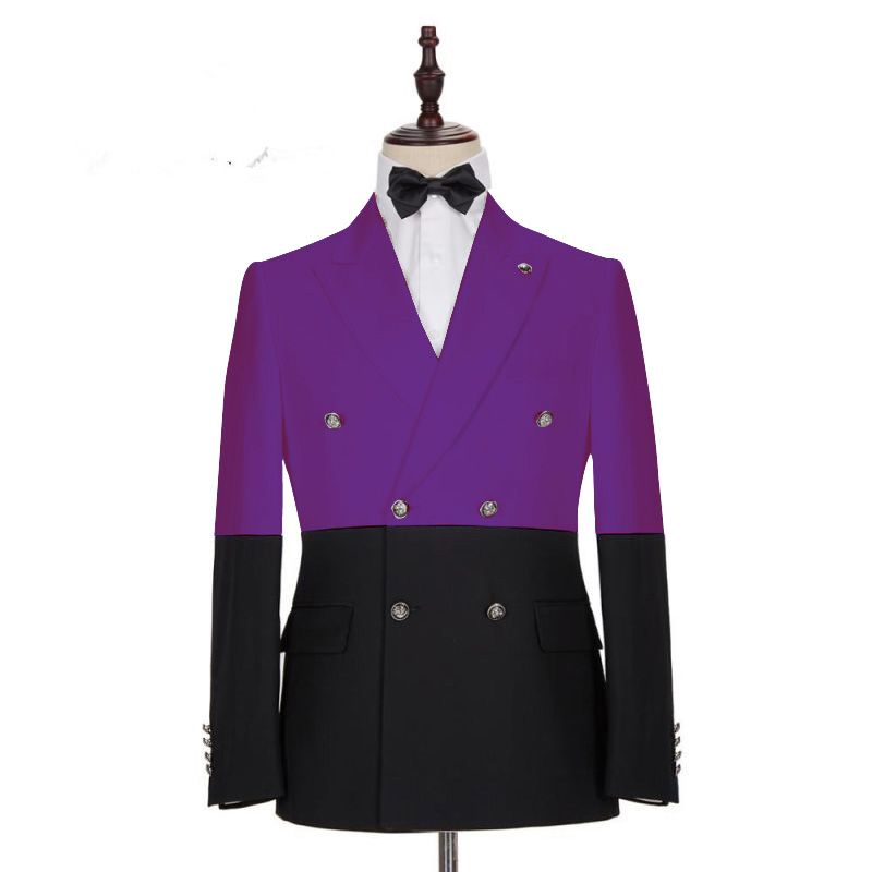 Handsome Purple Peaked Lapel Double-Breasted Wedding Tux Ideas