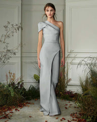 Chic White One-Shoulder Irregular Long Party Jump Suit