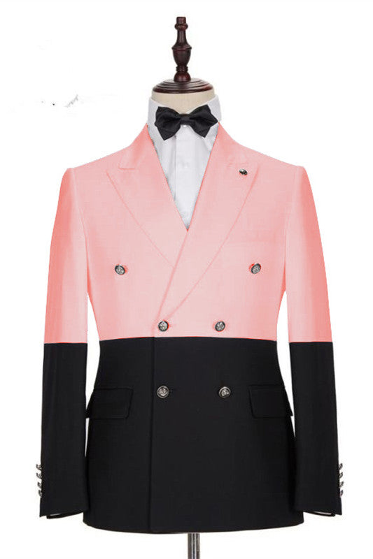 Handsome Double-Breasted Pink Blazer for Groom