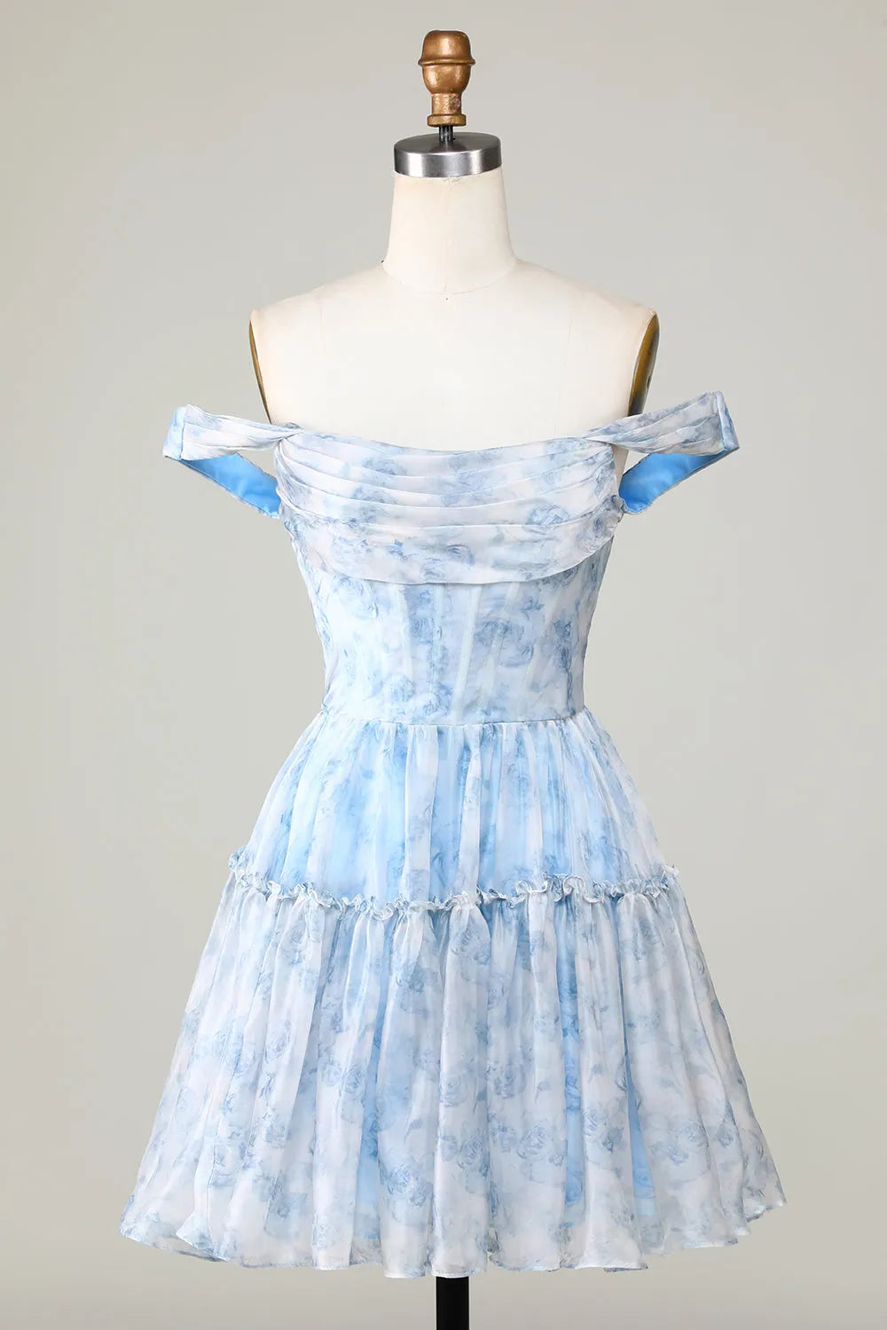Sage Floral A-Line Corset Short Homecoming Dress/Mini Dress