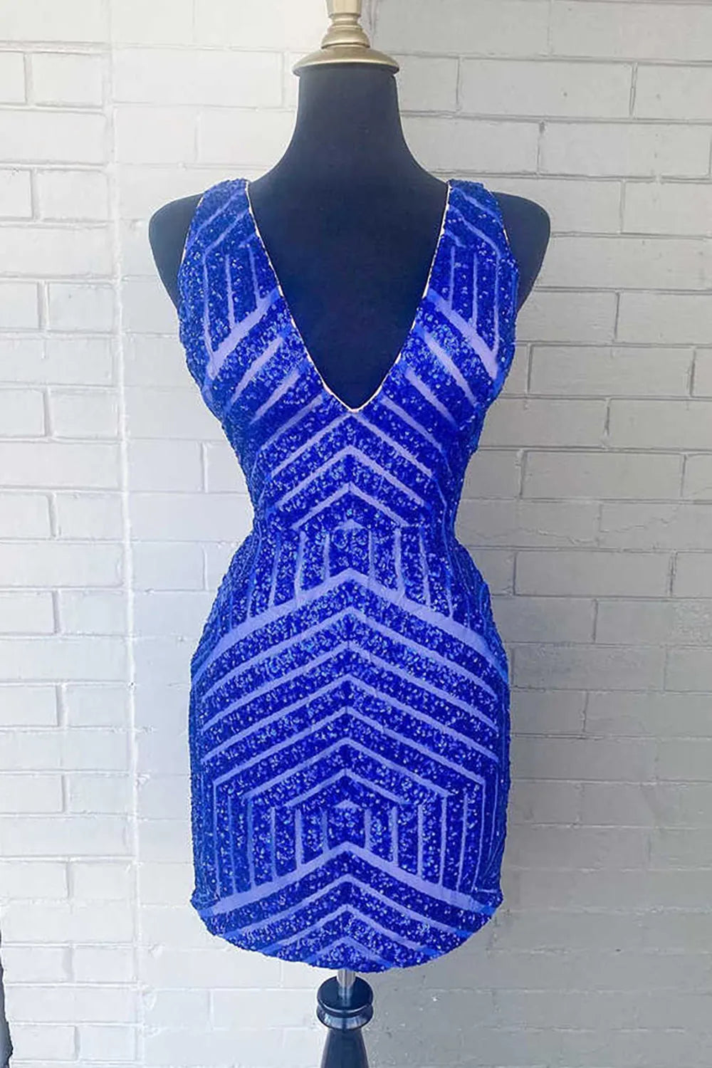 Sparkly White Sequins V-Neck Tight Homecoming Dress/Mini Dress